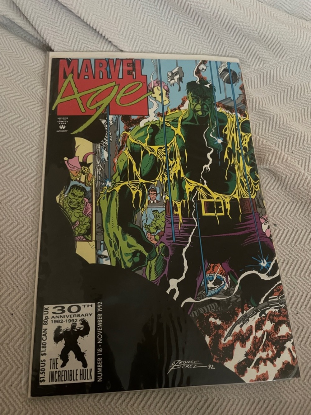 Marvel Age Comic Cover Featuring The Incredible Hulk - Green, Black, Purple